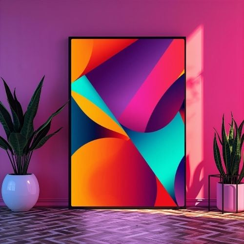 Colorful Abstract Wall Art Printable – Modern Geometric Shapes, Vibrant Contemporary Home Decor