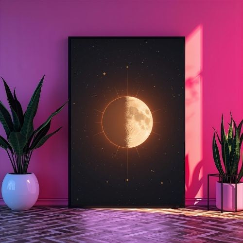 Celestial Moon Wall Art Printable – Minimal Lunar Phase Illustration, Modern Astrology Home Decor