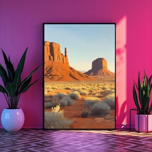 Desert Landscape Wall Art Printable – Monument Valley Inspired Artwork, Southwestern Nature Decor