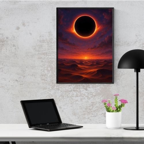 Surreal Black Hole in Desert Sky