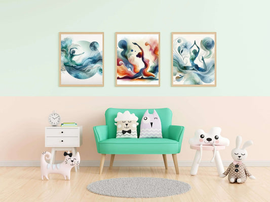 Yoga Pose Abstract Watercolor Poster – Digital Download earthART