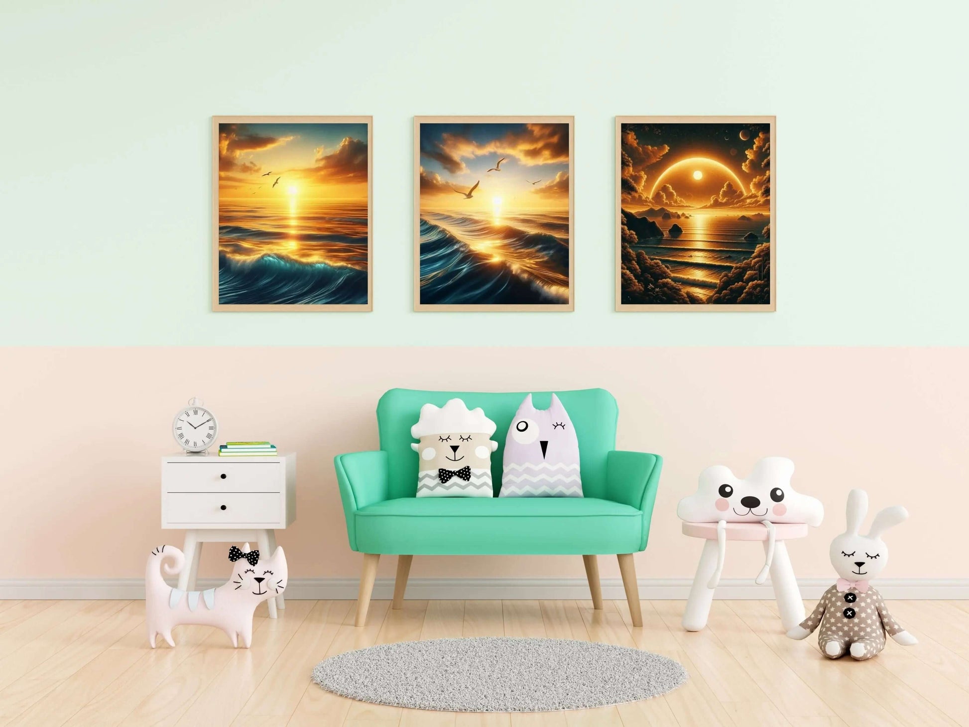Golden Sunrise Over the Ocean – Digital Art Print (Instant Download) earthART