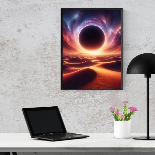 Surreal Black Hole in Desert Sky