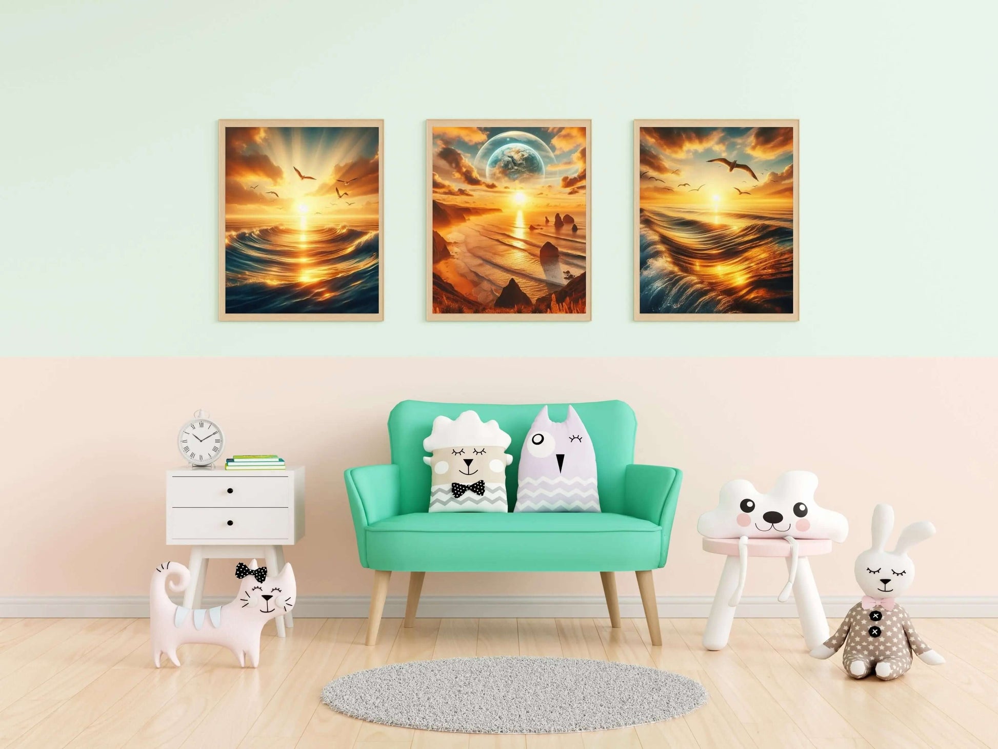 Golden Sunrise Over the Ocean – Digital Art Print (Instant Download) earthART