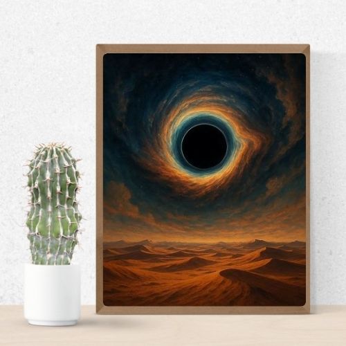 Surreal Black Hole in Desert Sky