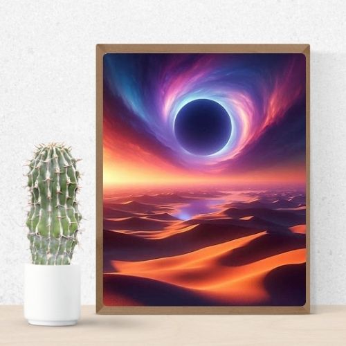 Surreal Black Hole in Desert Sky