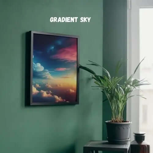 Floral Moonlight – Digital Wall Art for Dreamy Spaces, featuring a glowing crescent moon, flowers, and a starry sky.