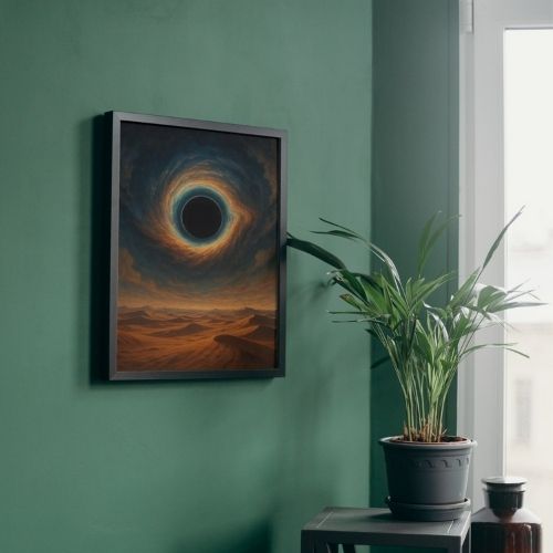 Surreal Black Hole in Desert Sky