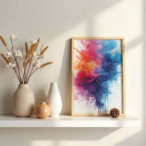 Colorful Abstract Splash Wall Art Printable – Modern Watercolor Explosion, Contemporary Home Decor
