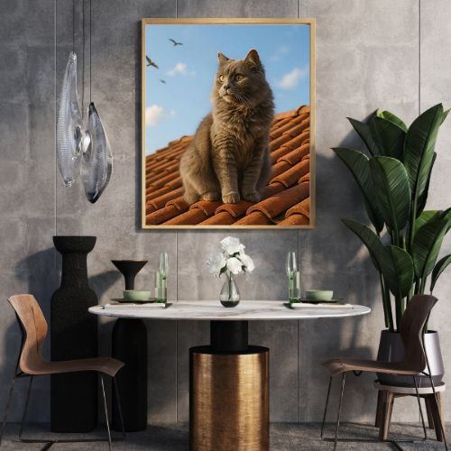 Cat on the Roof – Cute Cat Wall Art | Digital Download Print | Cozy Home Decor & Gifts for Cat Lovers