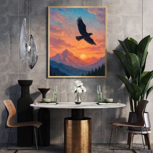 Free Bird – Bird Wall Art Print | Digital Download | Sunset Mountain Nature Minimalist Printable Decor