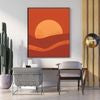 Modern interior with a sunset painting on the wall