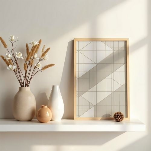 Minimalist Geometric Wall Art Printable – Neutral Abstract Line Art, Modern Beige Home Decor