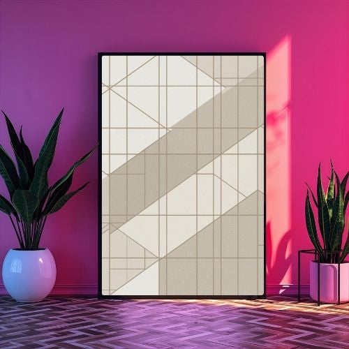 Minimalist Geometric Wall Art Printable – Neutral Abstract Line Art, Modern Beige Home Decor