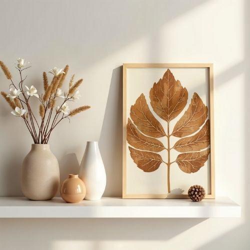 Botanical Leaf Wall Art Printable – Minimalist Nature Illustration, Earth Tone Plant Decor
