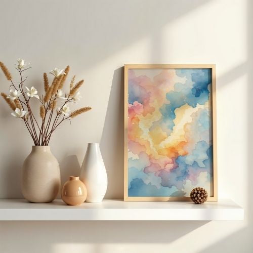 Abstract Watercolor Wall Art Printable – Pastel Color Wash Painting, Modern Minimal Home Decor