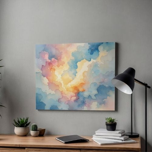 Abstract Watercolor Wall Art Printable – Pastel Color Wash Painting, Modern Minimal Home Decor
