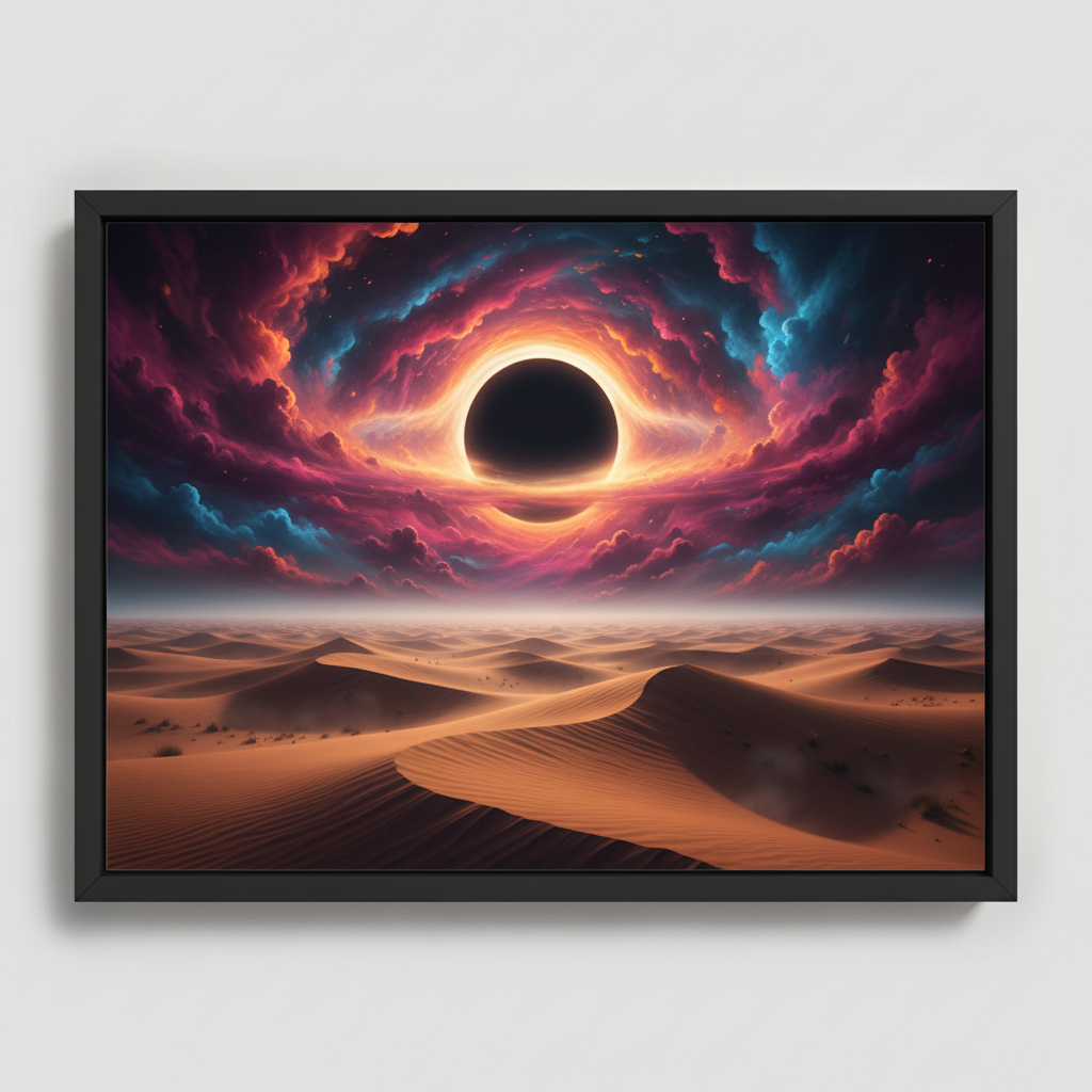 Surreal Black Hole in Desert Sky