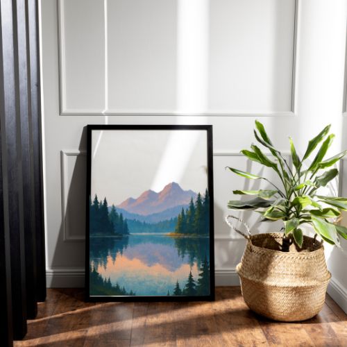 Mountain Lake Reflection – Calm Nature Wall Art | Digital Download | Relaxing Printable Decor