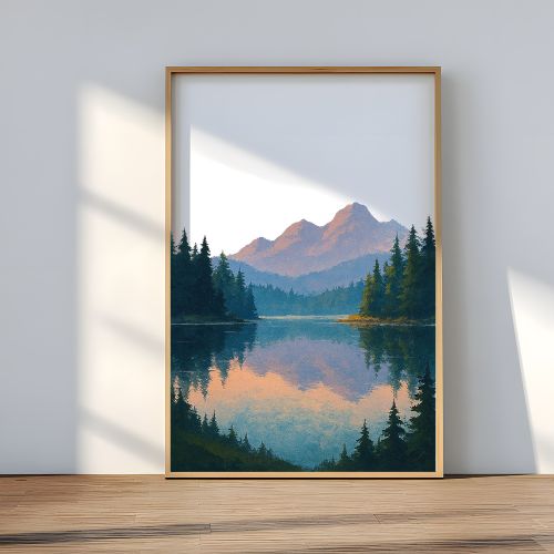 Mountain Lake Reflection – Calm Nature Wall Art | Digital Download | Relaxing Printable Decor