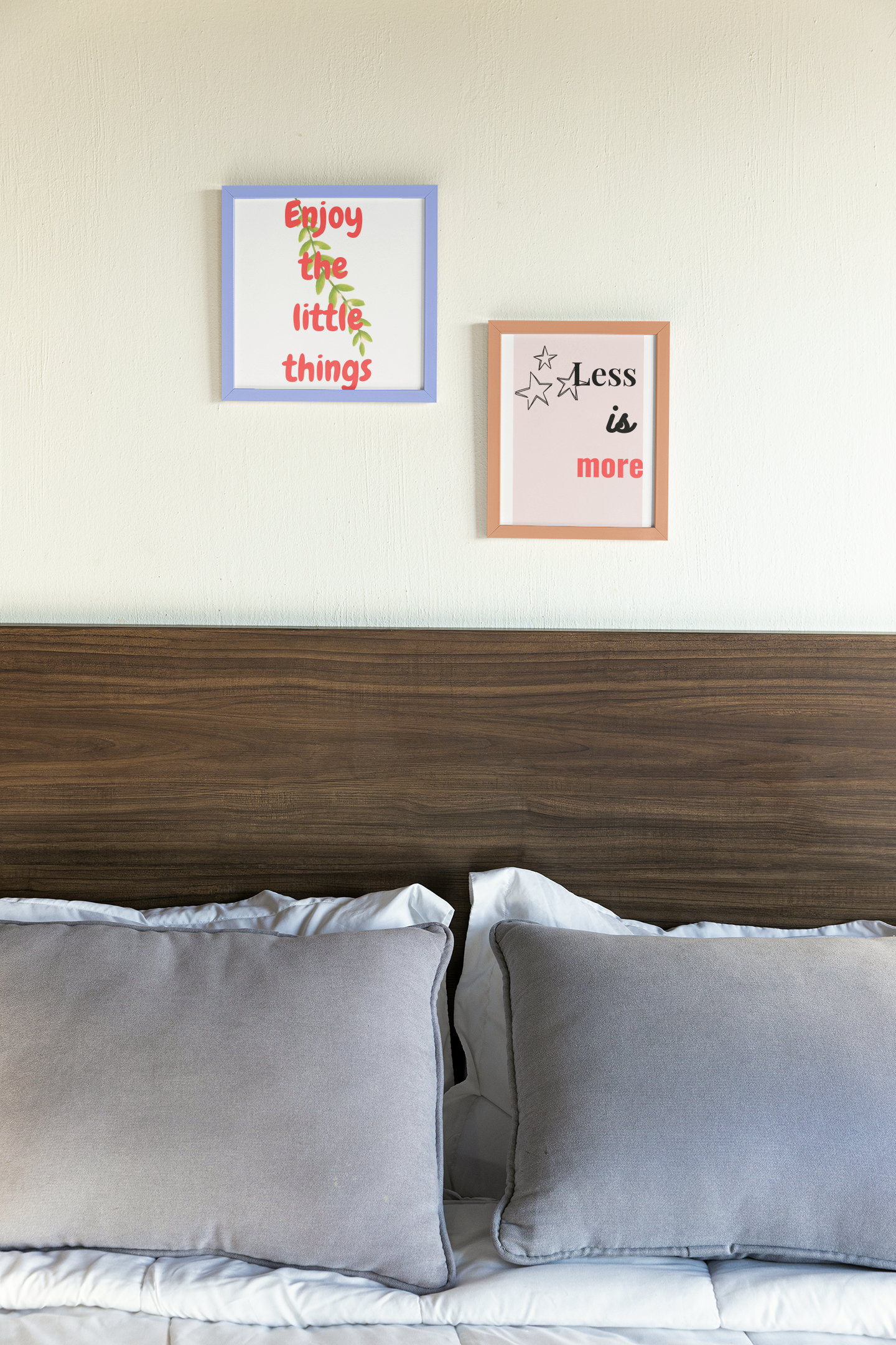qoute wall art | Be Here Now & Less is More & Enjoy the Little Things