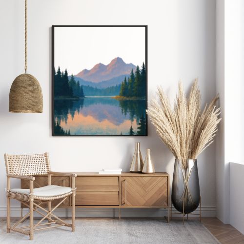 Mountain Lake Reflection – Calm Nature Wall Art | Digital Download | Relaxing Printable Decor